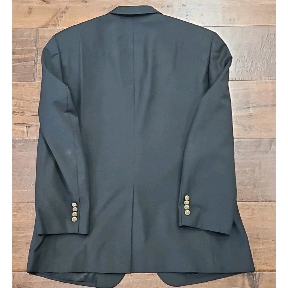 Jos A Bank 44R Metal Button Blazer Eagle Crown Black Sport Coat Wool Suit Jacket